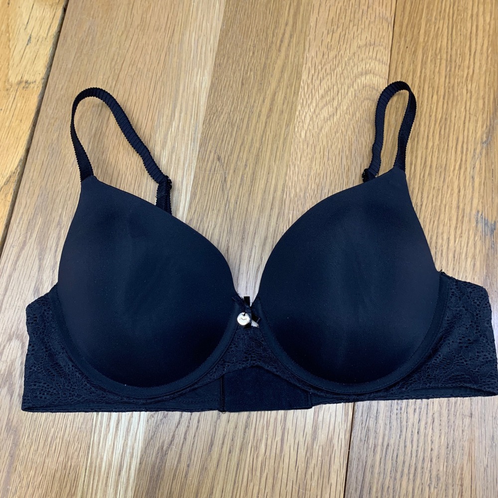 Maidenform DM2423 One Fab Fit Black‎ Lace Back T-Shirt Padded Bra 36C Underwire
